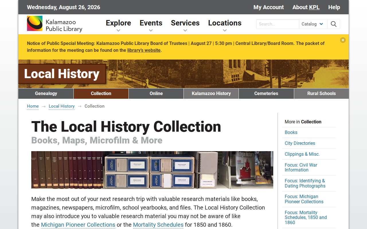 Kalamazoo Township city directory research resources in the KPL Local History Room