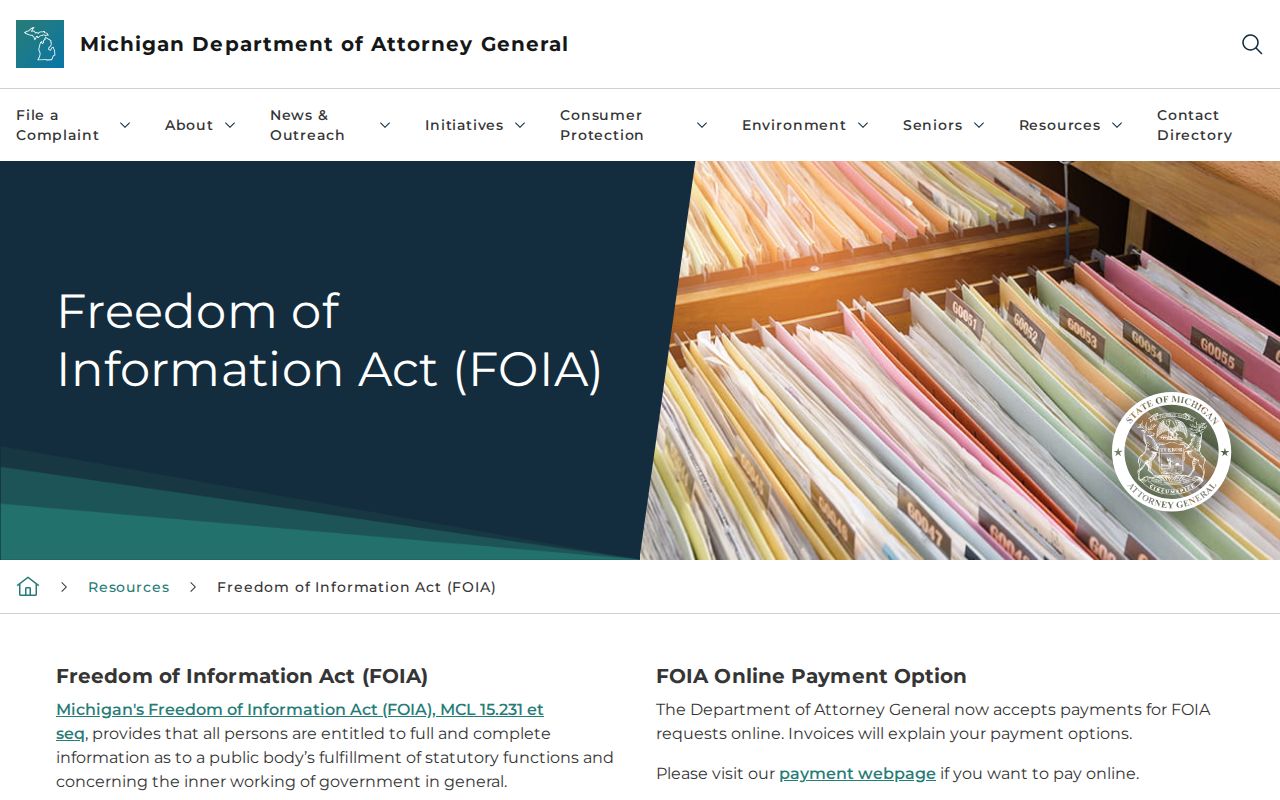 Kalamazoo Township residents directory Michigan FOIA guidance