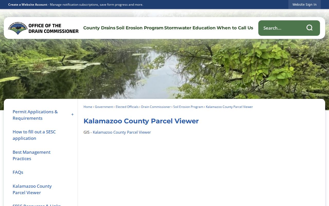 Kalamazoo Township neighbors shown through the county GIS parcel viewer
