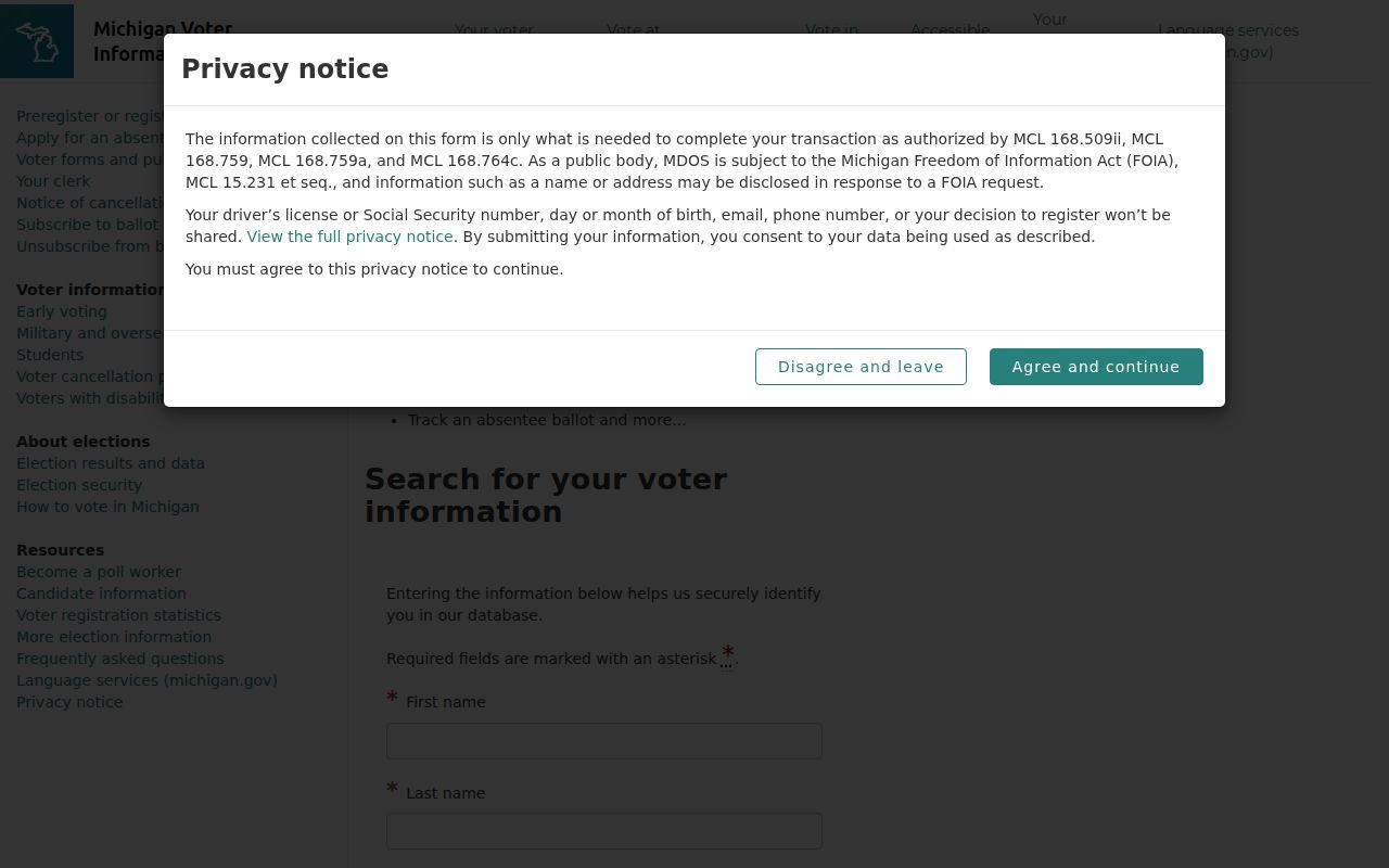 Kalamazoo Township resident lookup using Michigan voter information